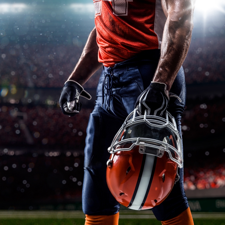 american football player in stadium