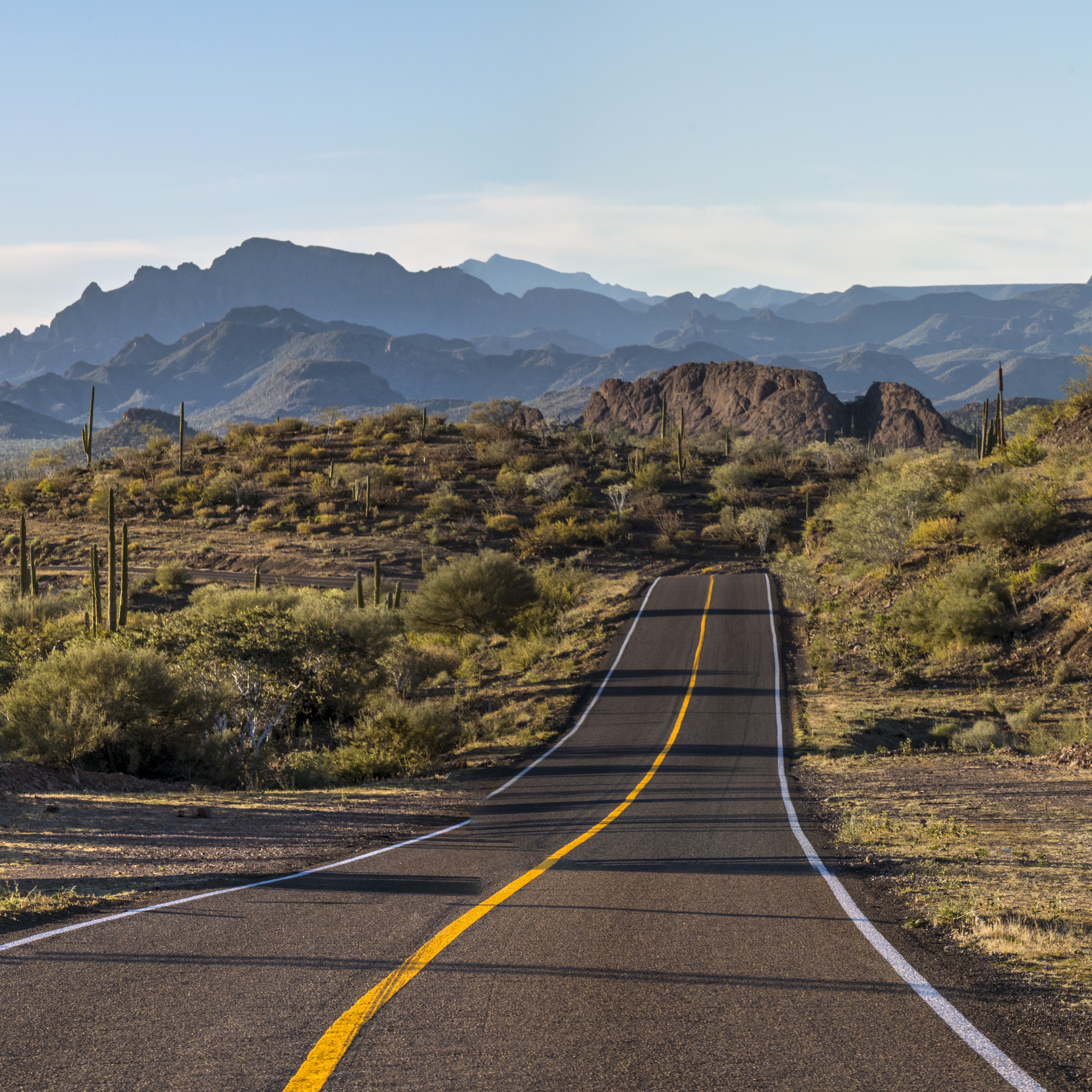 Open road in the middle of the desert.
